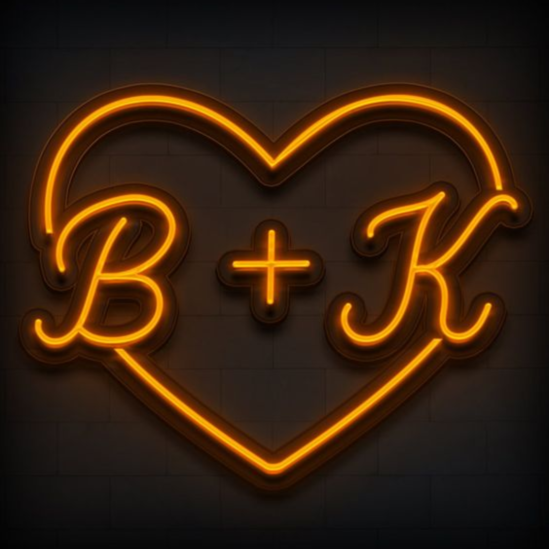 Couples Initials Neon Name